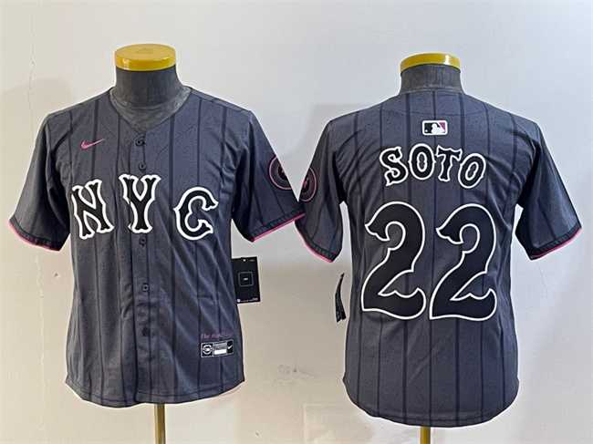 Youth New York Mets #22 Juan Soto Graphite 2024 City Connect Limited Stitched Jersey